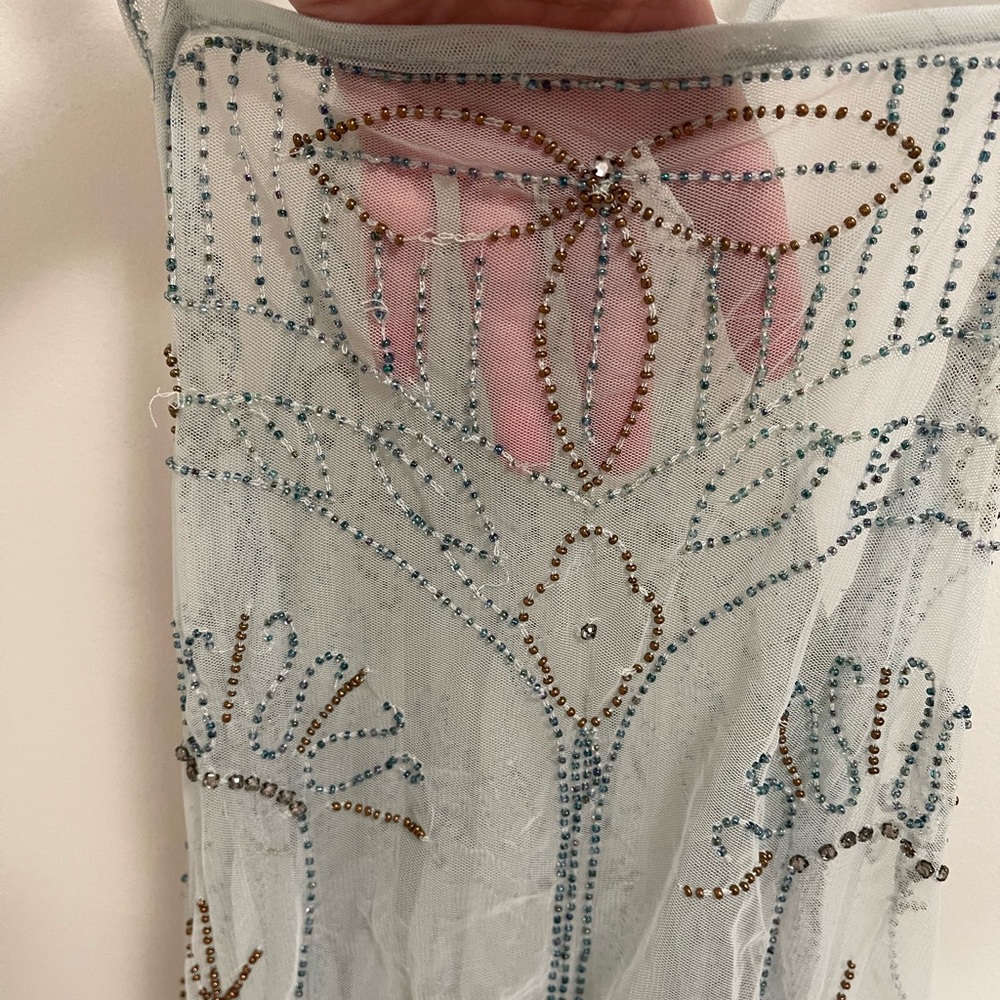 Free People Sheer Embroidered Light Blue Overlay Dress - Picture 10 of 14